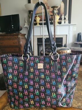 Dooney & Bourke Black Multicolor Logo Tote Bag